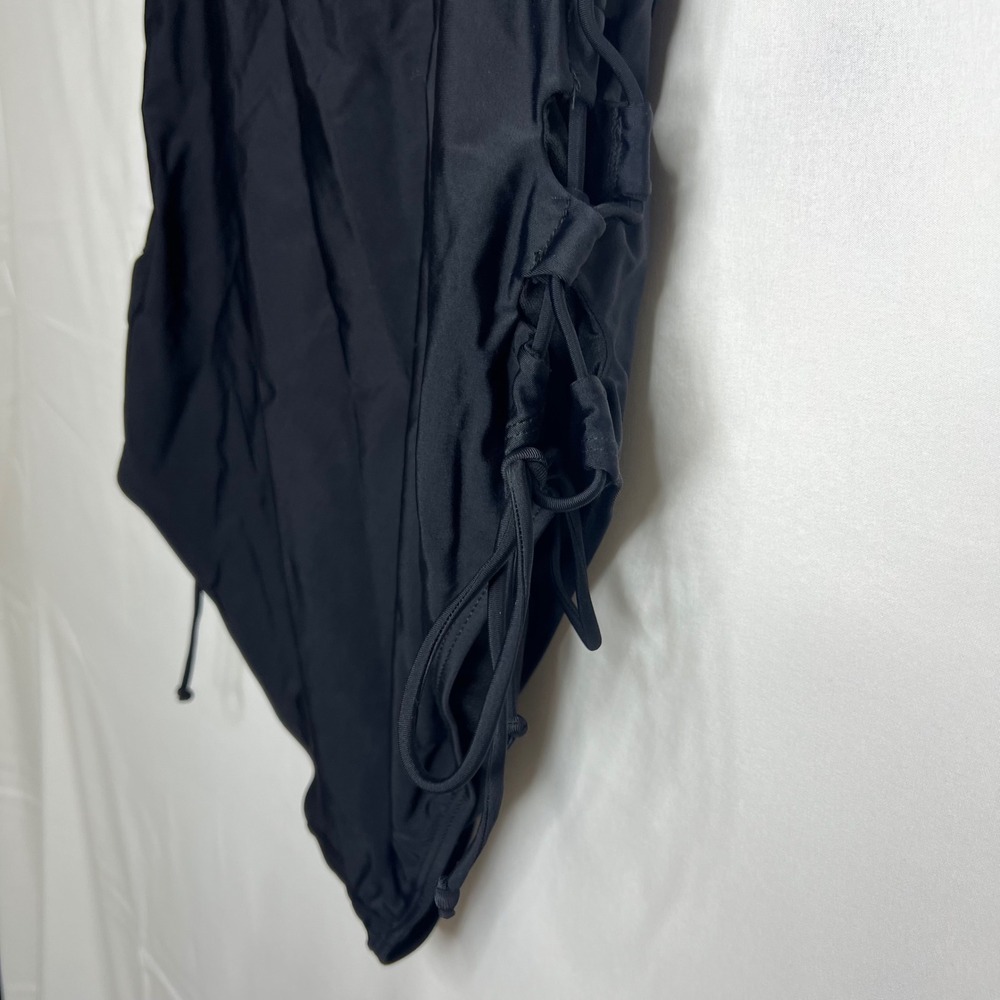 NEW Lace Up Black One Piece Swimsuit Womens 3X Ruffle Sexy Plus Size Beachwear - Picture 8 of 11